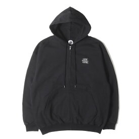 CITY COUNTRY CITY シティーカントリーシティー パーカー ブラック 黒 サイズ:L | ブランドロゴ フルジップ スウェットパーカー (EMBROIDERED LOGO ZIP UP COTTON) | トップス フーディー【メンズ】【中古】【美品】【K4697】