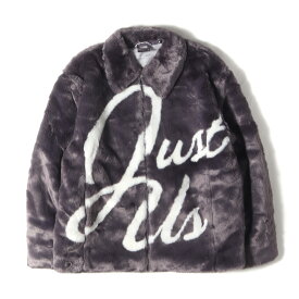 KITH NYC キス ニューヨークシティー ジャケット グレー(Monsoon) サイズ:XL | 21AW ビッグロゴ フェイクファー ジャケット (Faux Fur Coaches Jacket) | アウター ブルゾン 上着【メンズ】【中古】【K4621】