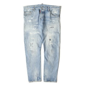 DSQUARED2 ディースクエアード パンツ ライトブルー サイズ:56 | クラッシュリペア加工 テーパード デニムパンツ | LIGHT PIRANHA WASH SEXY TWIST S71LB0627 S30309 | ボトムス ジーンズ ジーパン【メンズ】【中古】【K4635】