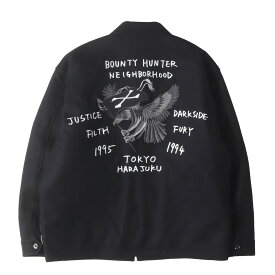NEIGHBORHOOD ネイバーフッド ジャケット ブラック 黒 サイズ:L | 22AW 初売り限定 BOUNTY HUNTER イーグル刺繍 メルトン スーベニアジャケット (SOUVENIR JACKET. WO) | アウター ブルゾン 上着【メンズ】【中古】【新品同様】【K4627】