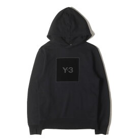 Y-3 ワイスリー パーカー 黒 ブラック サイズ:XS | フロッキー スクエアロゴ スウェット パーカー U SQUARE LOGO HOODIE | 長袖 トップス アディダス adidas ヨウジヤマモト 【メンズ】【中古】【K4661】