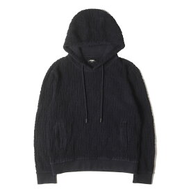 FENDI フェンディ パーカー 黒 ブラック サイズ:XS | ズッカ柄 エンボスロゴ パイル パーカー FY0981 AQJ6 | 長袖 トップス 【メンズ】【中古】【K4817】