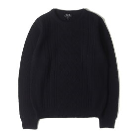 A.P.C. アーペーセー ニット ネイビー 紺 サイズ:XS | ケーブル ウール ニット セーター | YARN FROM ITALY | トップス プルオーバー【メンズ】【中古】【美品】【K4753】
