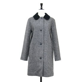 A.P.C. アーペーセー コート グレー サイズ:36(S) | ベロア 丸襟 ツイード コート | ミディ丈 バックスリット ウール | アウター ジャケット 上着【レディース】【K4663】