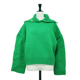 Spick&Span スピックアンドスパン ニット グリーン サイズ:FREE | 23秋冬 ウール 釦開き ニット / セーター | プルオーバー ショート丈 ワイド 金ボタン | トップス 【レディース】【中古】【K4695】