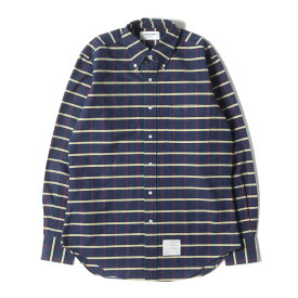 THOM BROWNE トムブラウン シャツ ネイビー 紺 サイズ:3 | チェック ボタンダウン オックスフォード ドレス シャツ | トップス カジュアルシャツ 長袖【メンズ】【中古】【K4717】