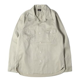 At LAST&CO アットラスト シャツ カーキ サイズ:14 | コットンツイル オープンカラー ワークシャツ | トップス カジュアルシャツ 長袖【メンズ】【中古】【K4745】