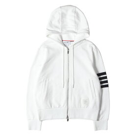 THOM BROWNE トムブラウン パーカー ホワイト 白 サイズ:2 | 25AW 4BAR ジャガード スウェット ダブルジップ パーカー | 日本製 | トップス フーディー【メンズ】【中古】【美品】【K4720】