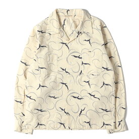 At LAST&CO アットラスト シャツ ベージュ サイズ:14 BUTCHER PRODUCTS | バード 総柄 シアサッカー オープンカラーシャツ | トップス カジュアルシャツ 長袖【メンズ】【中古】【K4746】