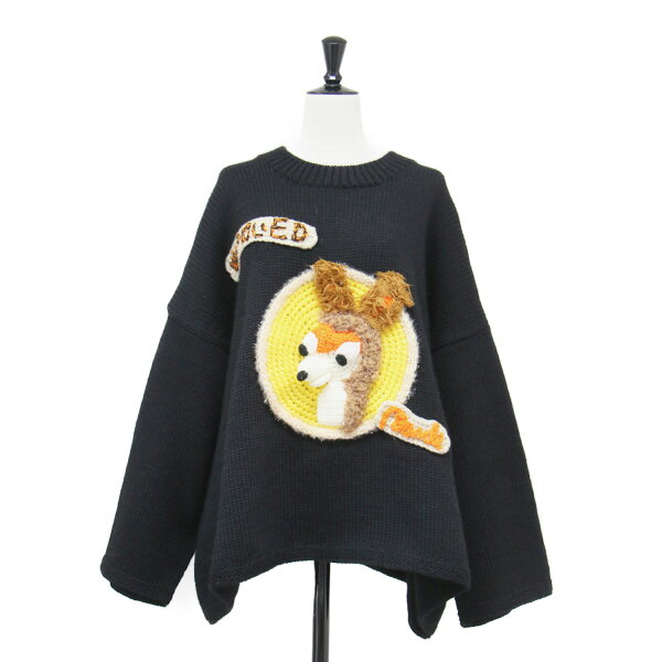 KIDILL キディル ニット ブラック 黒 サイズ:FREE | 24秋冬 バンビ ハンドニット セーター | BAMBI HAND KNITTED SWEATER | プルオーバー 長袖 クルーネック ウール | 日本製 | トップス【レディース】【中古】【K4926】