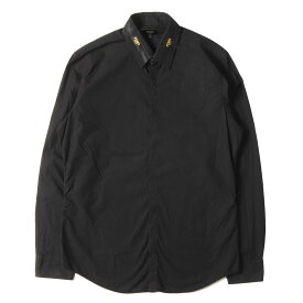 FENDI フェンディ シャツ ブラック 黒 サイズ:40 | 襟ロゴテープ 比翼ボタン コットン ドレスシャツ (FS0808 ADUY) | トップス カジュアルシャツ 長袖【メンズ】【中古】【K4821】