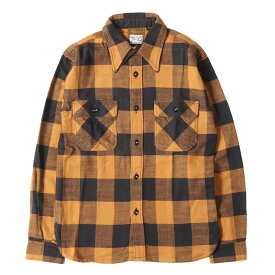 FLAT HEAD フラットヘッド シャツ ライトブラウン ブラック サイズ:34(XS) | チンスト付き バッファローチェック ヘビー ネルシャツ | トップス カジュアルシャツ 長袖【メンズ】【中古】【美品】【K4808】