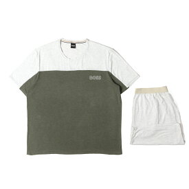 HUGO BOSS ヒューゴボス グレー×オリーブ サイズ:各XL | 現行タグ ストレッチ レーヨン Tシャツ &ショーツ セットアップ(Natural Short Set) | ブランド リラックス【メンズ】【中古】【K4792】