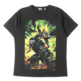 KITH NYC キス ニューヨークシティー Tシャツ ブラック 黒 サイズ:M | 22SS MARVEL ヴィンテージ加工 スパイダーマン VS ヴェノム Tシャツ (Spider-Man Venom Battle Vintage Tee) | トップス カットソー 半袖【メンズ】【中古】【美品】【K4787】