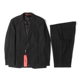 HUGO BOSS ヒューゴボス ブラック 黒 サイズ:各48C | ウール 2つボタン テーラードジャケット / スラックスパンツ スーツ(C-Jefferd / C-Stedson) | セットアップ【メンズ】【K4858】