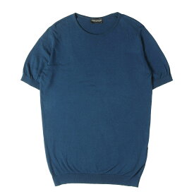 JOHN SMEDLEY ジョンスメドレー Tシャツ コバルトブルー サイズ:S | ハイゲージ コットンニット Tシャツ / MADE IN GREAT BRITAIN | トップス カットソー 半袖【メンズ】【中古】【K4840】