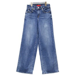 RED CARD レッドカード パンツ インディゴブルー サイズ:22(XS) | ワイドレッグ ストレート デニムパンツ / 35th Anniv. Wide ストレッチ ダメージ加工 | ボトムス ジーンズ ジーパン 日本製【レディース】【中古】【K4847】