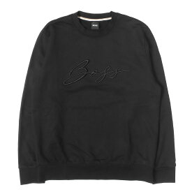 【美品】HUGO BOSS ヒューゴボス スウェット ブラック 黒 サイズ:S 現行タグ スクリプトロゴ刺繍 クルーネック スウェットシャツ トップス トレーナー 【メンズ】【中古】【K4858】
