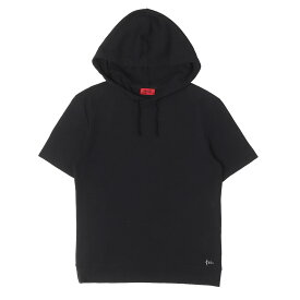 HUGO BOSS ヒューゴボス パーカー ブラック 黒 サイズ:XS バックロゴ ショートスリーブ スウェット パーカー トップス フーディー プルオーバー【メンズ】【中古】【K4873】