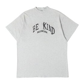 【美品】BALENCIAGA バレンシアガ Tシャツ ヘザーライトグレー サイズ:L 23AW ヴィンテージ ダメージ加工 Tシャツ Be Kind Tee UNISEX トップス カットソー 半袖【メンズ】【中古】【K4911】