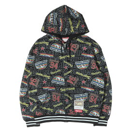 Supreme シュプリーム パーカー ブラック 黒 サイズ:L 26SS Mitchell & Ness 総柄グラフィック ジップ スウェットパーカー Teams Zip Up Hooded Sweatshirt トップス フーディー コラボ【メンズ】【K4881】