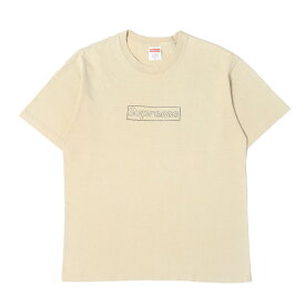 Supreme シュプリーム Tシャツ ベージュ M KAWS チョークボックスロゴ クルーネックTシャツ Chalk Box Logo Tee トップス カットソー 半袖【メンズ】【中古】【K4951】