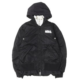 Sacai サカイ ジャケット ブラック 黒 S 21AW NIKE レイヤード ドッキング MA-1 ボンバージャケット NRG LAYERED JKT CZ4678-010 アウター ブルゾン 上着 コラボ【メンズ】【中古】【K4957】