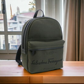 【あす楽対応】 フェラガモ リュック メンズ FERRAGAMO ファブリック カーフ イタリア 24-1135 カーキ バッグ