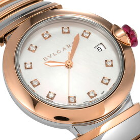 【クロス付】 ブルガリ ルチェア 自動巻き 腕時計 レディース ダイヤモンド BVLGARI LU36WSPGSPGD/11 ホワイトパール ピンクゴールド 白 スイス製