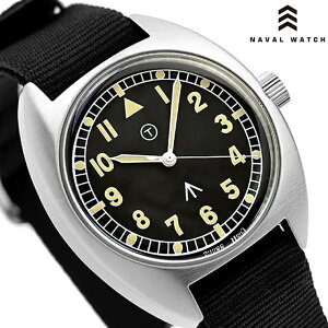 �i�o���E�H�b�` Naval military watch Royal Air Force Type �N�H�[�c �d�r�� �r���v �u�����h �����Y NAVAL WATCH Mil-02B-BK �A�i���O �u���b�N �� ������� �h�� �v���[���g �j�� ���p�I