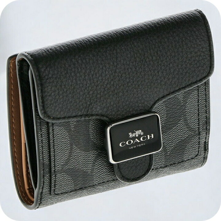 ＼2000円OFFクーポン★さらに9倍／ コーチ 二つ折り財布 レディース ブランド COACH レザー C4124 IMBLK ブラック ウォレット 高級 おしゃれ プレゼント 実用的