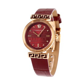 ヴェルサーチ ミアンダー クオーツ 腕時計 ブランド レディース 革ベルト VERSACE VELW01222 アナログ レッド 赤 スイス製 記念品 プレゼント ギフト