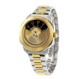 【ショッパー付】ヴェルサーチ ダイロス クオーツ 腕時計 ブランド メンズ レディース VERSACE VEQU01423 アナログ ブラック ゴールド 黒 スイス製 父の日 プレゼント 実用的