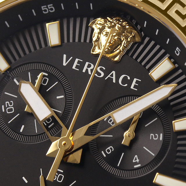 ヴェルサーチ スポーティー グレカ クオーツ 腕時計 ブランド メンズ クロノグラフ VERSACE VESO00922 アナログ ブラック ゴールド  黒 スイス製 | Infinitown
