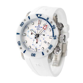 エドックス クロノオフショア1 腕時計 ブランド メンズ チタン クロノグラフ EDOX 10242-TINB-BBUINR アナログ ホワイト 白 スイス製 ギフト 父の日 プレゼント 実用的