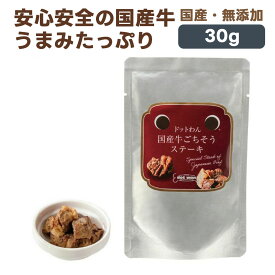 ドットわん 国産牛ごちそうステーキ 犬用おかず 30g｜国産 無添加 犬 ごほうび 幼犬 成犬 シニア 栄養補助 トッピング ビーフ
