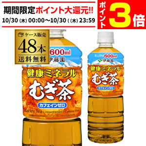 【10/30限定 P3倍】伊藤園 むぎ茶 600ml 24本×2ケース (48本) 送料無料 麦茶 PET 健康 ミネラル ペットボトル カフェインゼロ 2個口でお届けします RSL