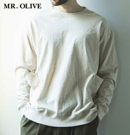MR.OLIVE ミスターオリーブ ロンT Tシャツ カットソー ポケット付 長袖 ORGANIC BREND COTTON / SMOCK SHIRT Oatmeal M241111 あす楽対応