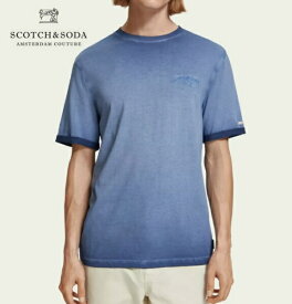 スコッチ アンド ソーダ Tシャツ 半袖 メンズ トップス ブルー 青 SCOTCH&SODA Garment-dyed logo T-Shirt 282-14405 Navy blue 送料無料