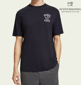 スコッチ アンド ソーダ Tシャツ 半袖 メンズ トップス ネイビー 紺 SCOTCH&SODA Artwork T-shirt 282-14416 Deep Sea 送料無料