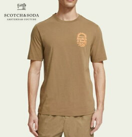 スコッチ アンド ソーダ Tシャツ 半袖 メンズ トップス ブラウン 茶色 SCOTCH&SODA Regular fit graphic T-shirt 292-14420 Taupe 送料無料