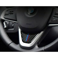 BMW X1 2シリーズ など リアルカーボン ステアリング デコレーション ステッカー 送料無料 Mカラー ハン…