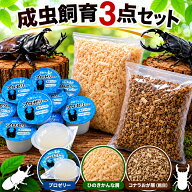 カブトムシ・クワガタ 成虫飼育 スターターセット 3点セット プロゼリー50個 ひのきかんな屑5L コナラお…
