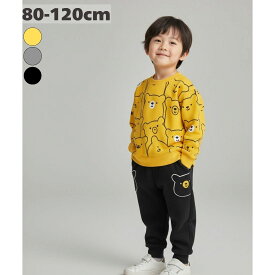【レビューで選べる豪華ノベルティ！】くま柄 2点 セットアップ 長袖 スウェット 長ズボン 上下セット キッズ ベビー服 男の子 ボーイズ 綿混 春 秋 冬 かわいい 韓国子供服 80cm 90cm 100cm 110cm 120cm