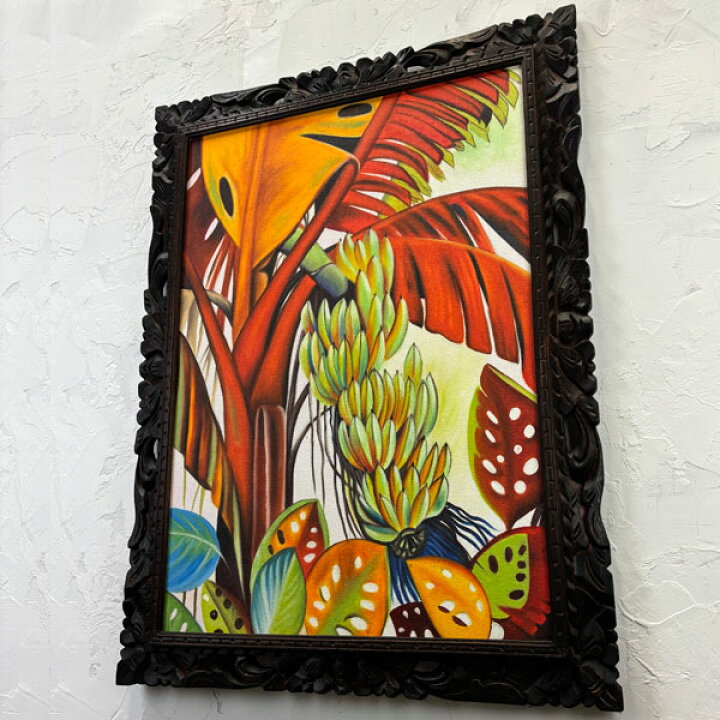 楽天市場】絵画 バリ絵画 アートフラワー 南国 花 額入り アクリル絵画 