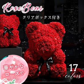 ローズベア テディベア クリアボックス入り ぬいぐるみ電報 結婚式 結婚祝い 誕生日プレゼント 開店祝い 出産祝い お祝い フラワーギフト くま 花 クリスマス サンタクロース ギフト 祝電 お祝い電報 花束 ぬいぐるみ プレゼント