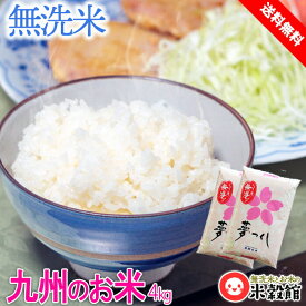 【令和5年産】送料無料 米 4kg 無洗米 九州福岡県民米 夢つくし 2kg2個 おためし県内販売銘柄ダントツNo1！ゆめつくし 2023年産