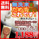 平成28年産 米 無洗米 心(こころ) 「うまい米！無洗」2kg×1個 無洗米 九州産 2kg 送料無料 九州産 米 2キロ 送料込み ランキングお取り寄せ