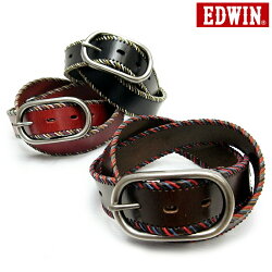 【ベルト本革ブランド】レザー×ステッチがカジュアルスタイルのアクセントに!EDWIN(エドウィン)サイドカラーステッチレザーベルト【バックルカジュアルメンズ】【クリスマスギフト】【RCP】