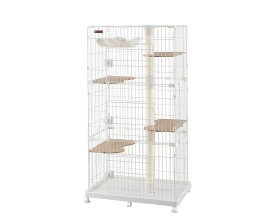 アイリスオーヤマ キャットランドケージ ワイド PCLC-903 オフホワイト/ダークグレー/ダークブラウン